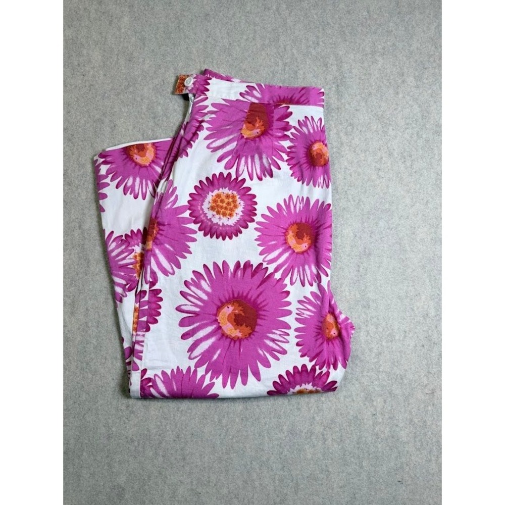 Larry Levine Pants Womens 14 Pink Floral Cotton Stretch Crop Boho Festival Y2K